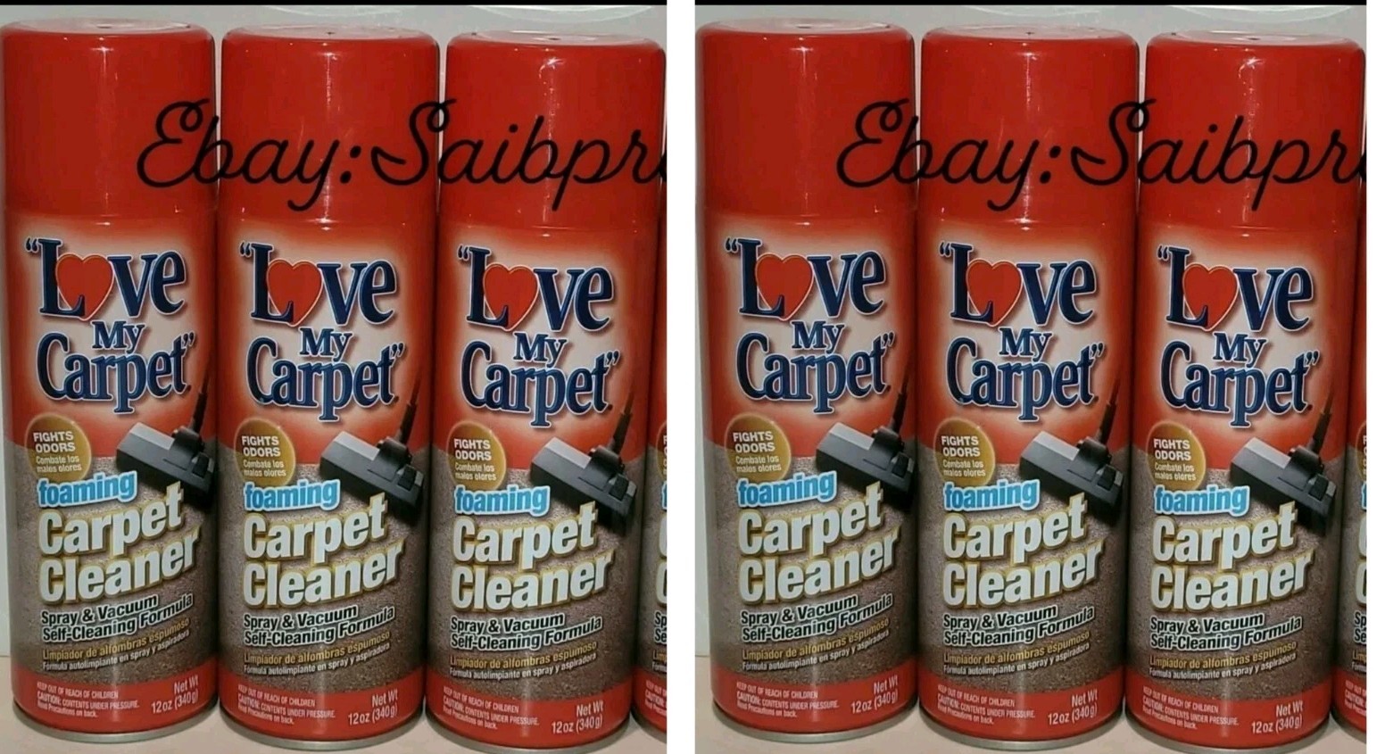 6 Pk Love My. Carpet Cleaner Foam 12 Oz Fights Odor Spray & Vacuum