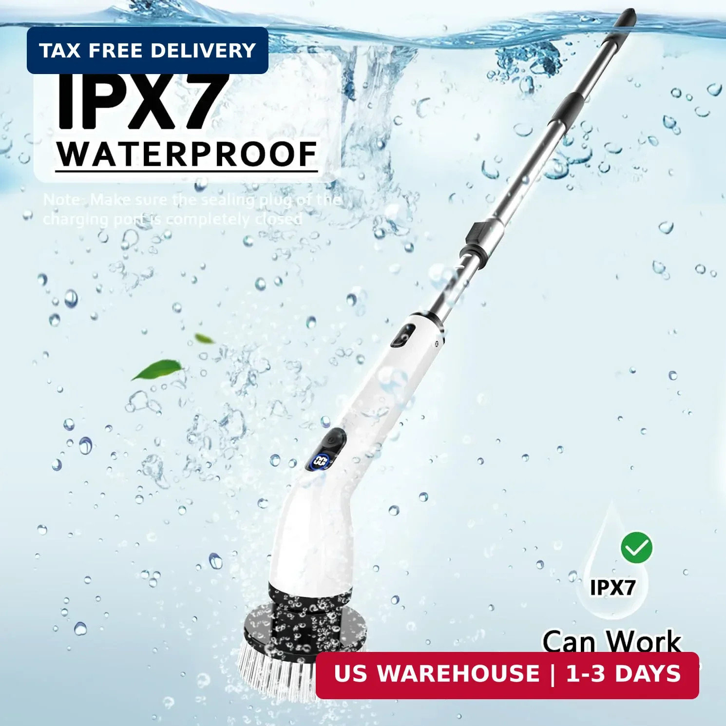 TUYU Electric Spin Scrubber,IPX7 Full-Body Waterproof Cordless Cleaning Tool, LC