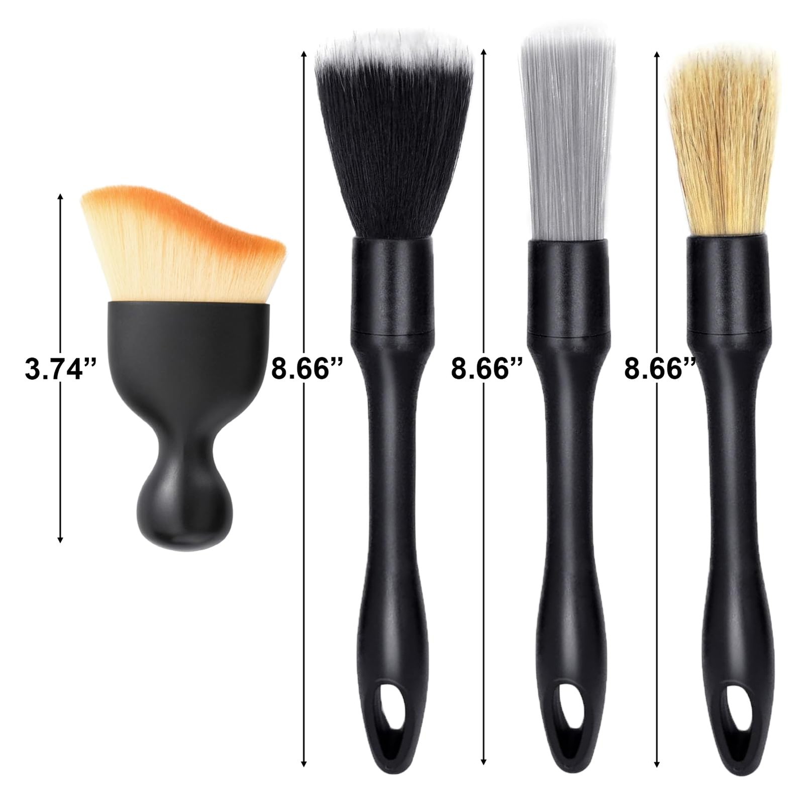 4 PCS Car Detailing Brush Set for Cleaning Interior or Exterior, Boars Bristl…