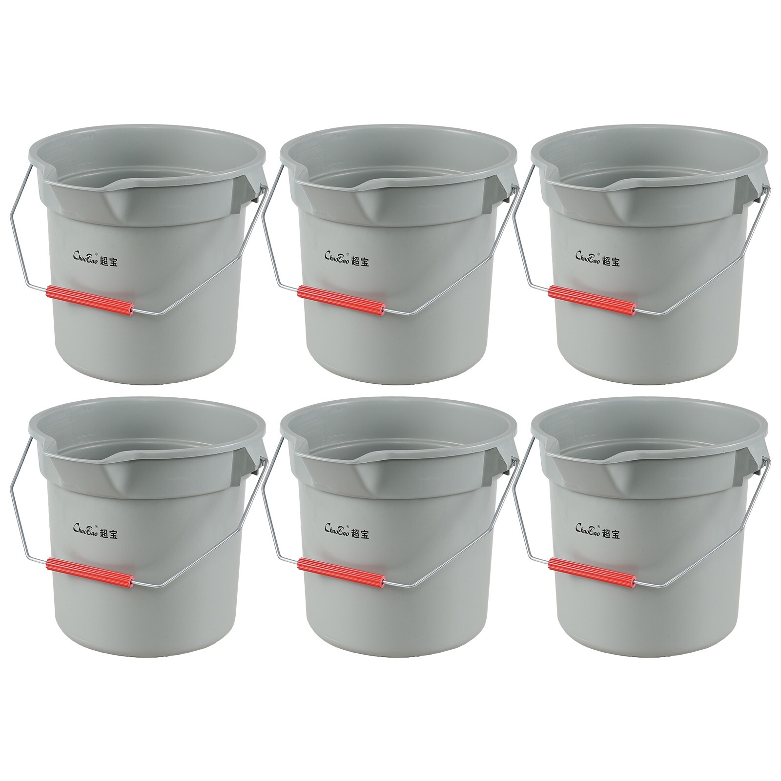 4/6 Pack 14 Qt Commercial Cleaning Pail w/ Handle, Heavy Duty Round Utility Pail