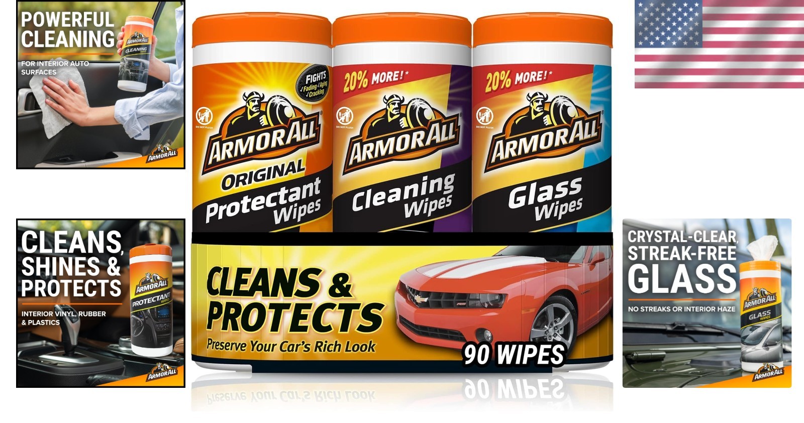 90-Piece Car Wipes Kit: Protectant, Glass, and Cleaning Wipes for Pristine Shine