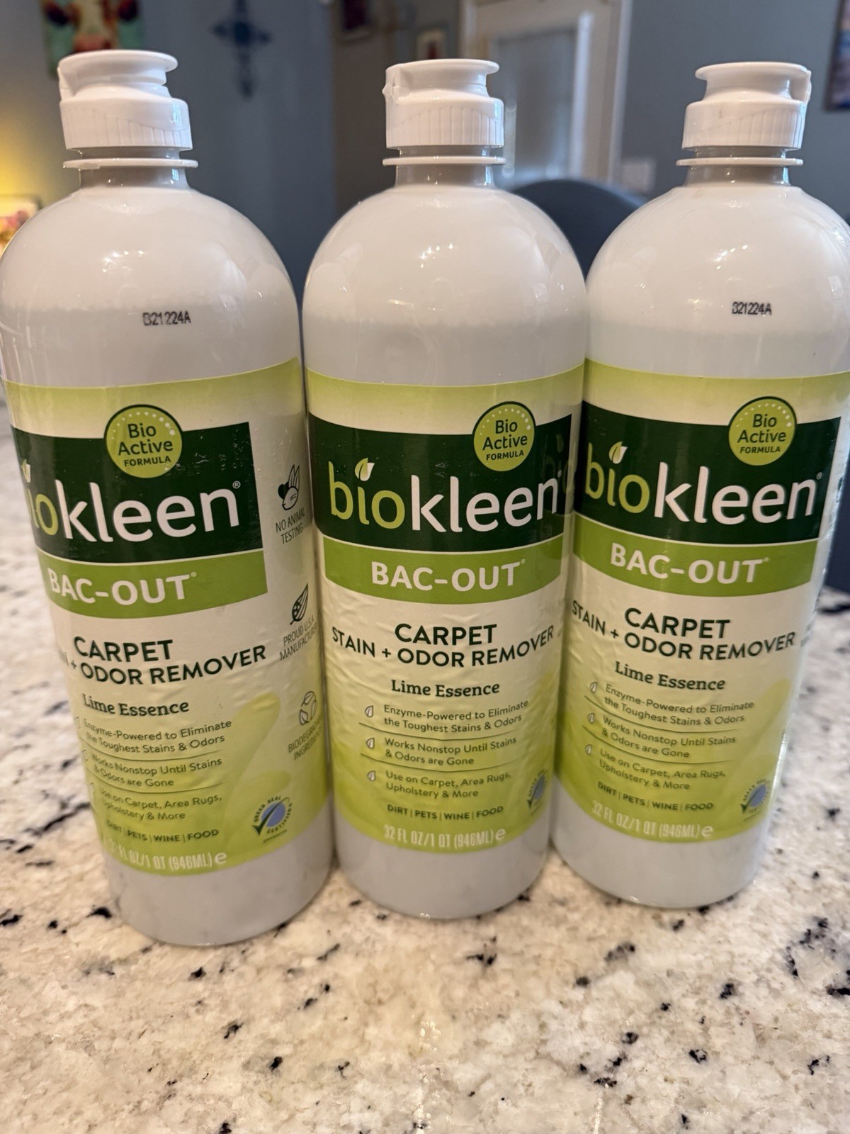 3x Biokleen Bac Out Carpet Stain & Odor Remover – Lime Essence 32 oz