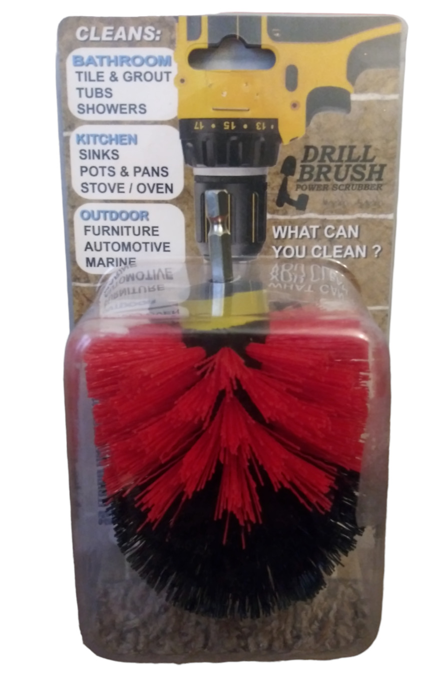 DRILL BRUSH POWER SCRUBBER Red/Black Bristle Power Cleaner Scrubber NEW