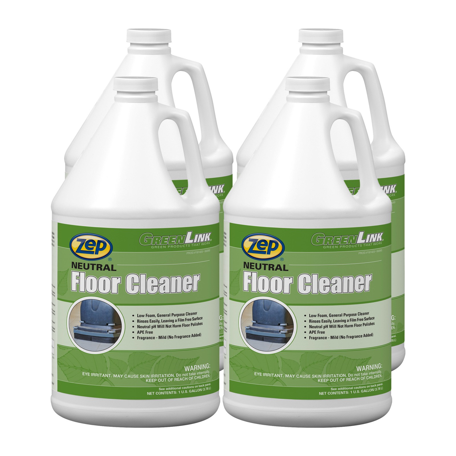 Zep GreenLink Neutral Floor Cleaner – 1 Gal (Case of 4) – 191423 – Low Foam,