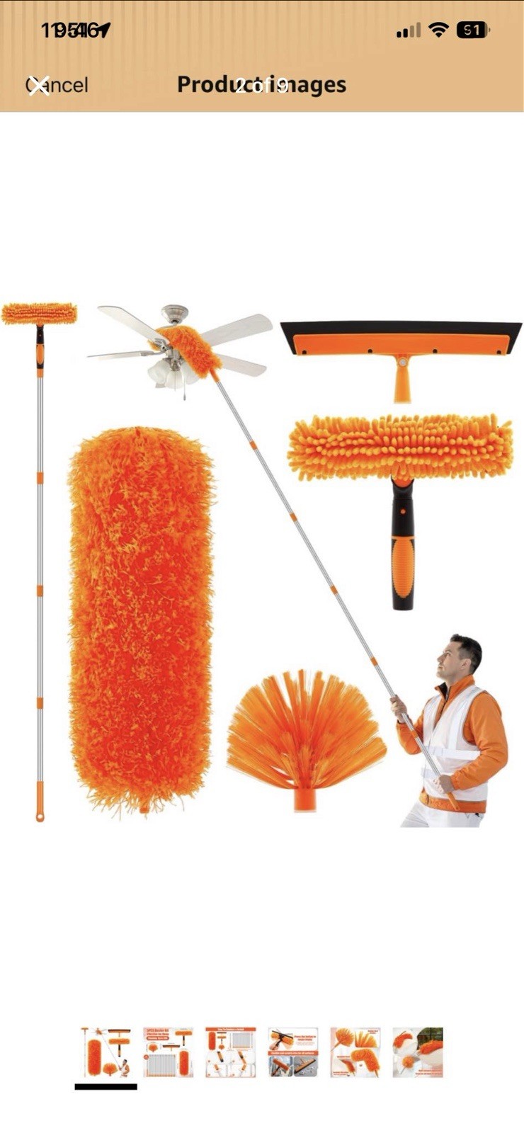 20+ Feet High Reach Duster Kit with 3-14 ft Extension Pole High Ceiling Dusting