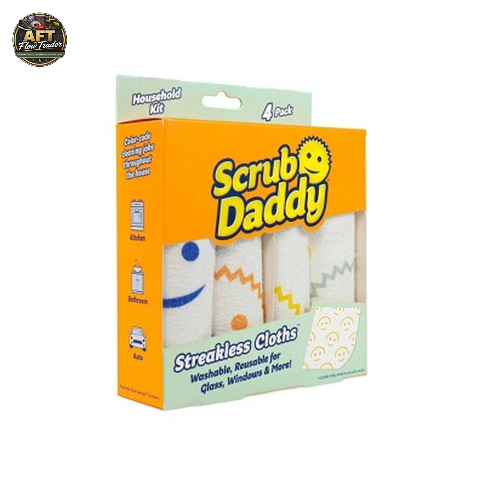 Scrub Daddy Streakless Cloth 4ct – Multi-Purpose Cleaning Tools