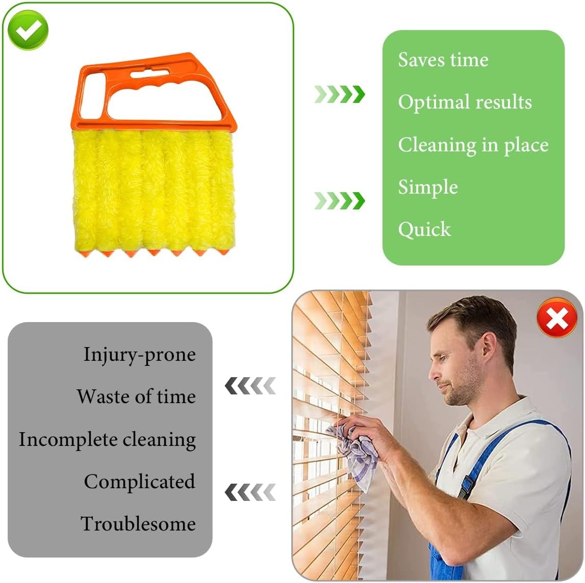 Blind Cleaner Duster Tool, Window Venetian Hand-held 7 Finger Dusting Cleaner Br