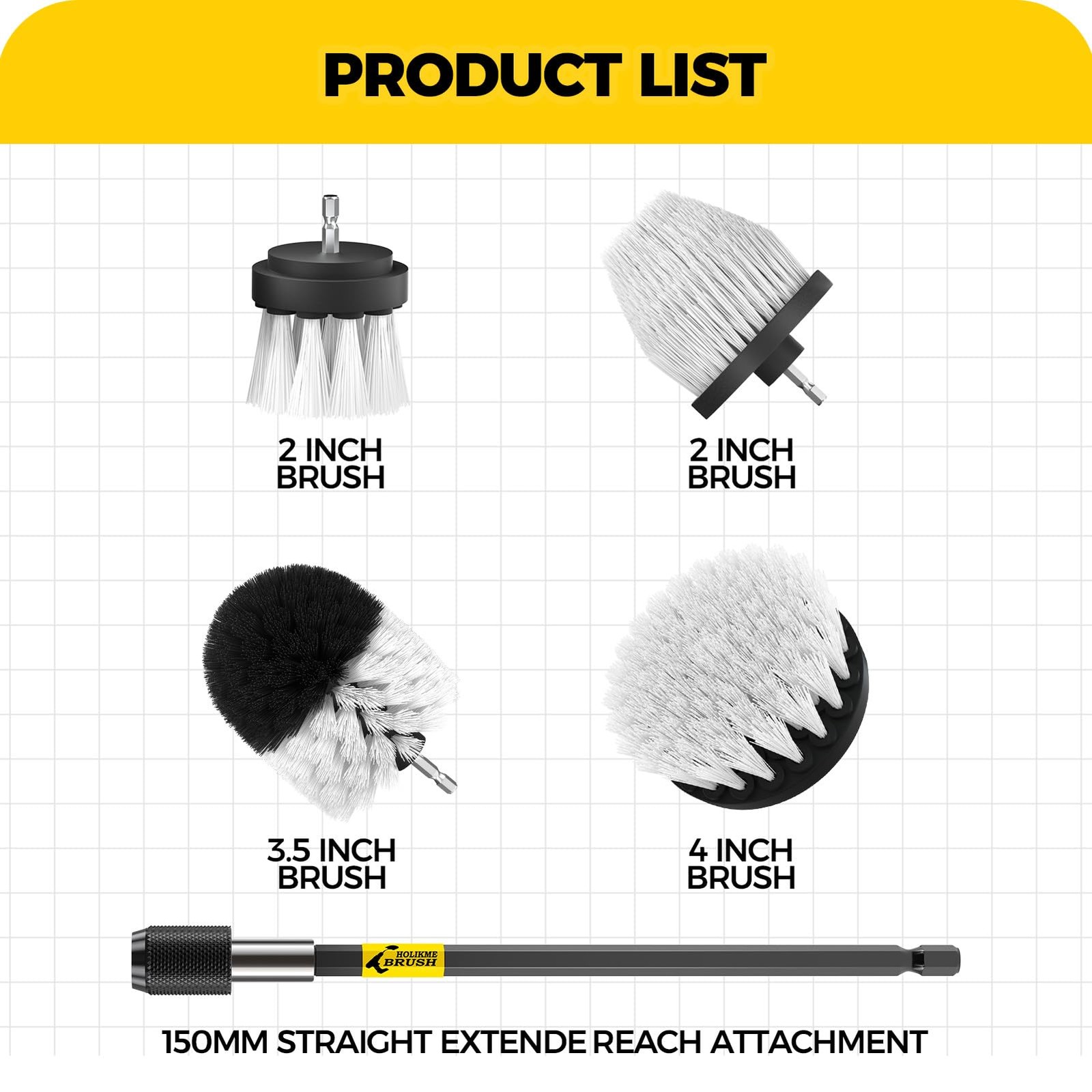 Holikme 5Pack Drill Brush Attachment Set-Car