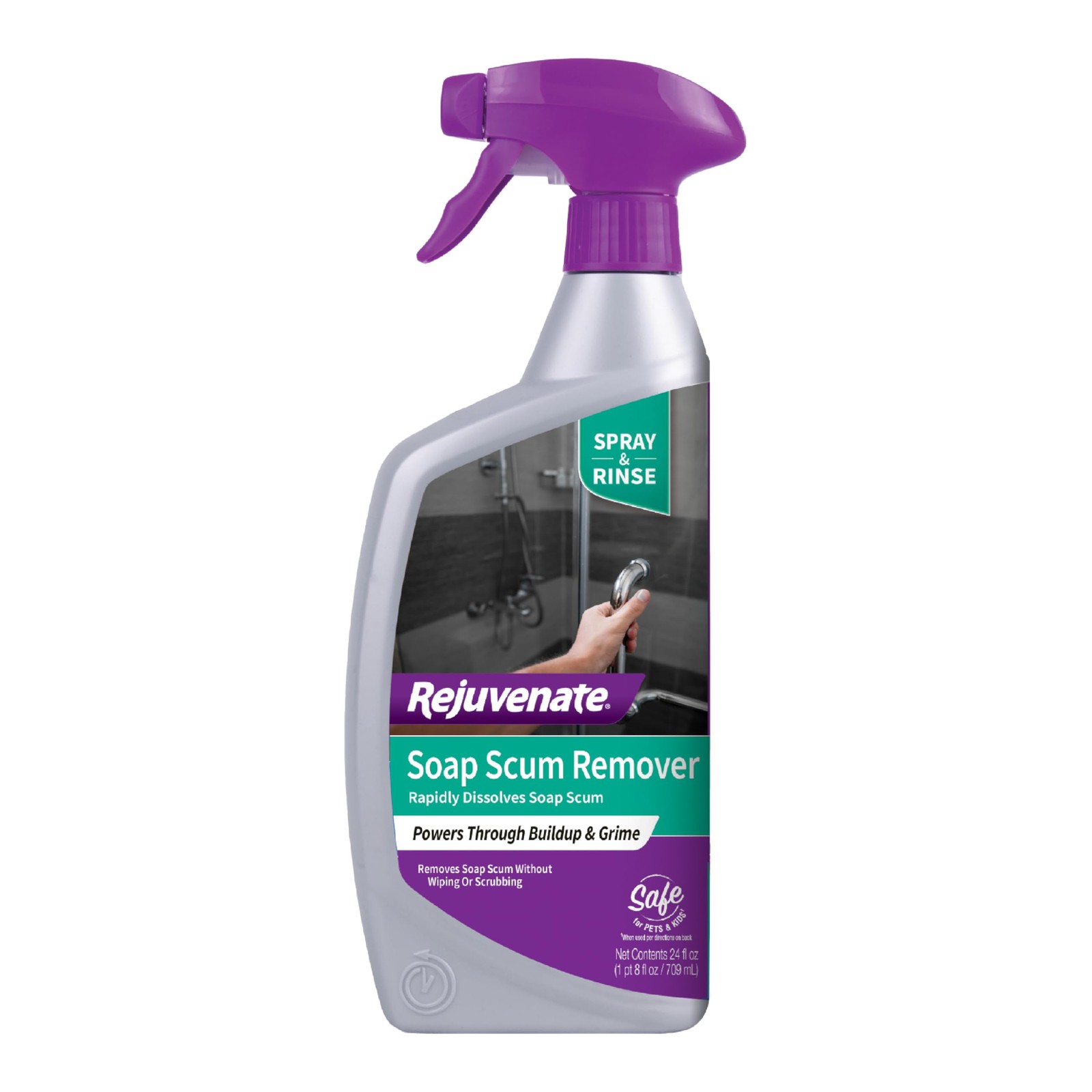 Rejuvenate Scrub Free Soap Scum Remover Shower Glass Door Cleaner 24oz Works on