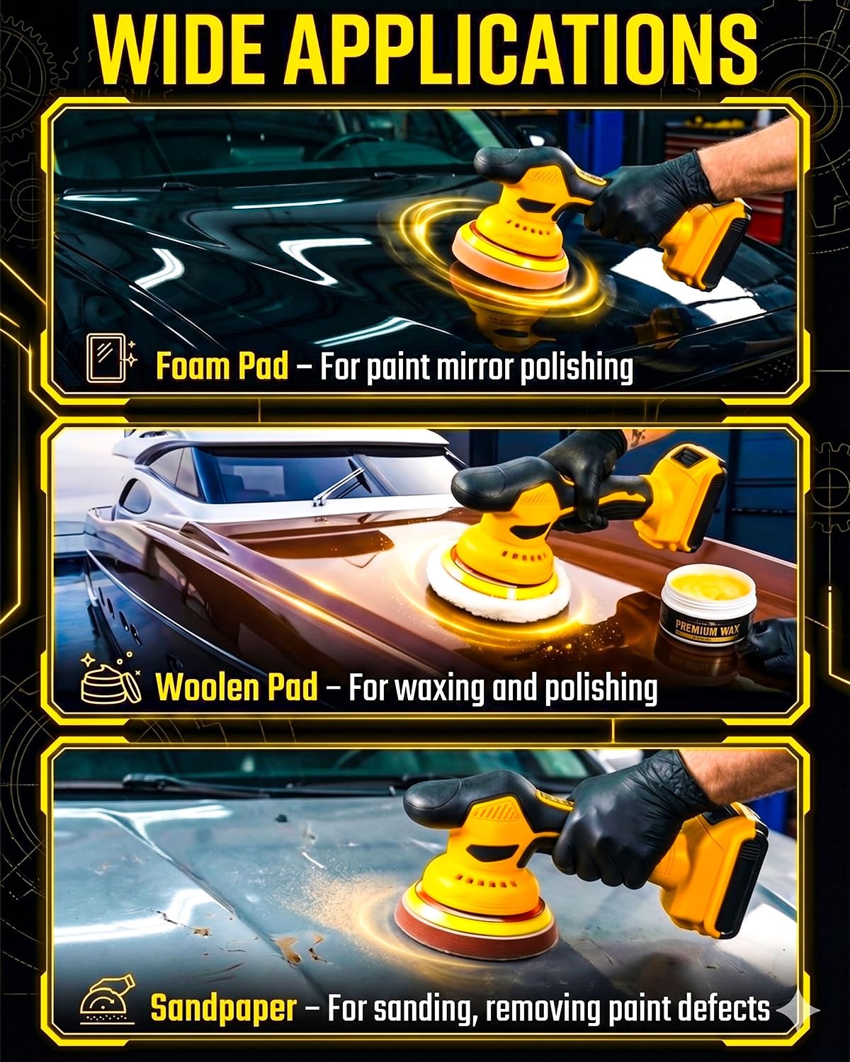 Cordless Buffer Polisher Compatible with Dewalt 20V Battery, 6 Inch Orbital C…
