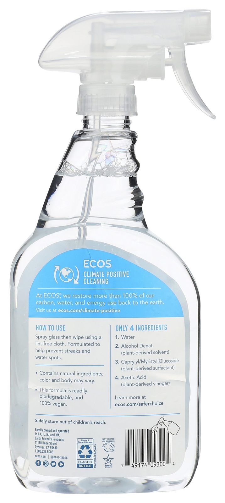 Earth Friendly Products Window Cleaner With Vinegar 22 Oz