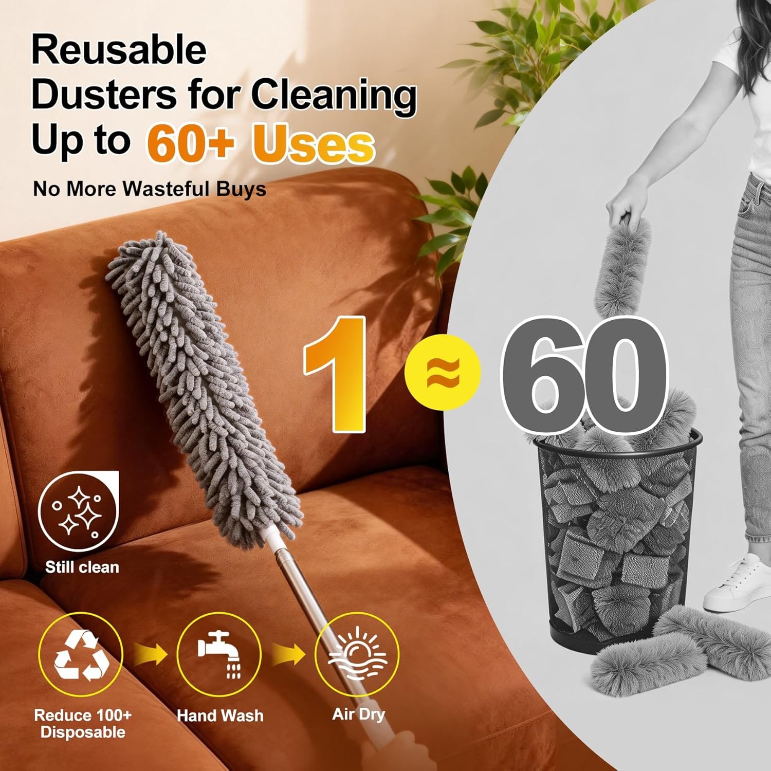 Microfiber Feather Duster 5-in-1 Kit, Dusters for Cleaning
