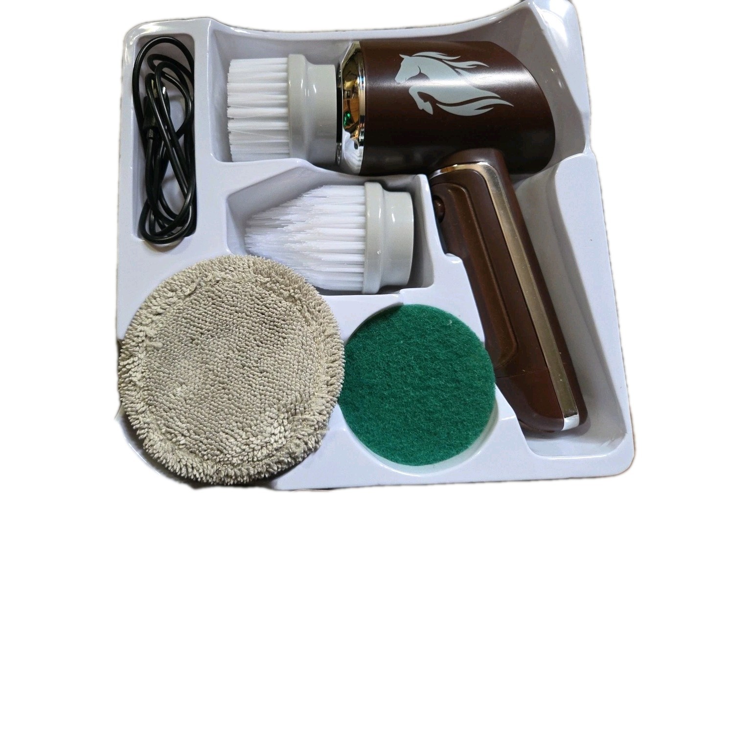Ruby Horsepower Cordless Rechargeable Power Scrubber 5 Brush Heads Ships Free -s