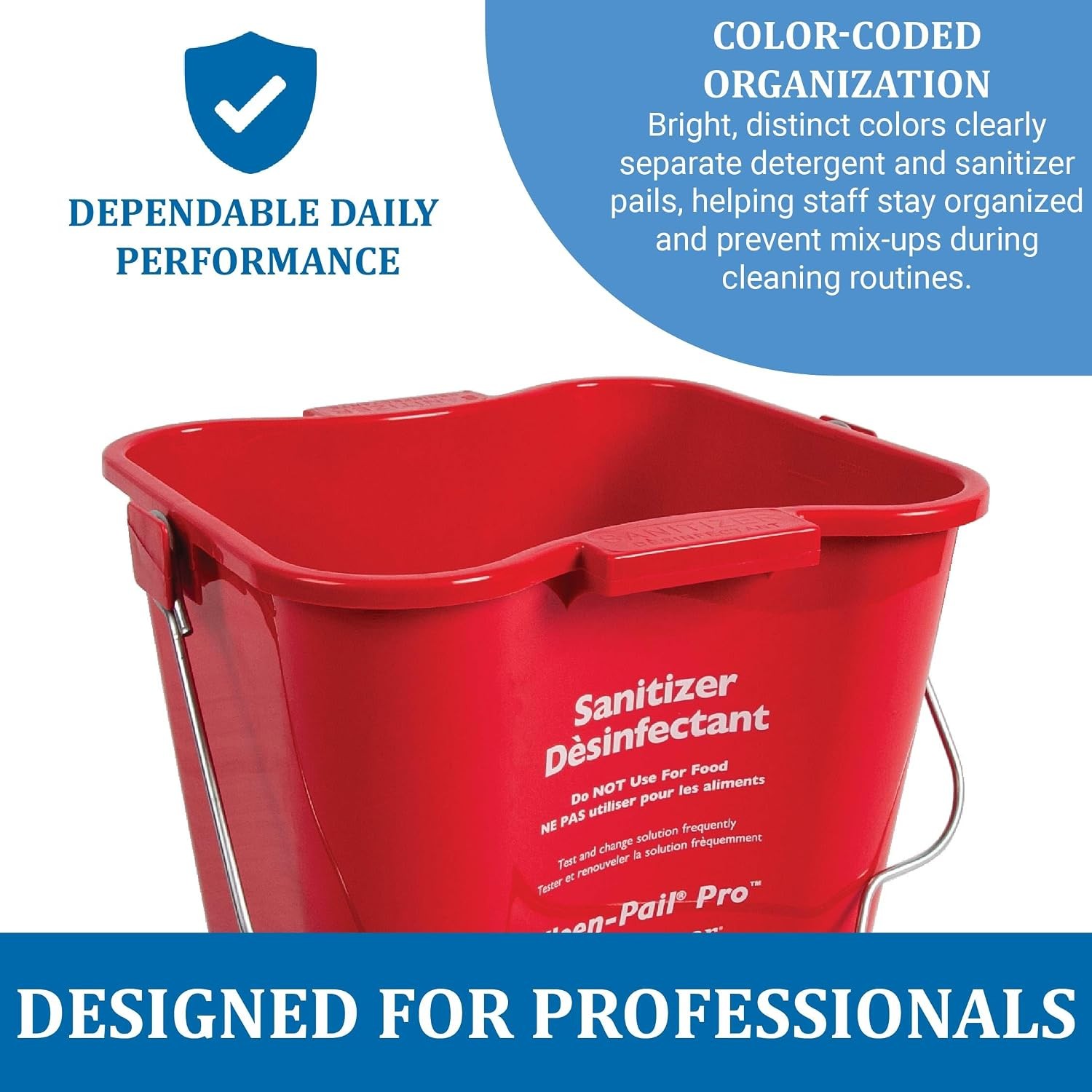 Kleen-Pail Pro Sanitizer Pail Cleaning Bucket with Bail Handle for Kitchens