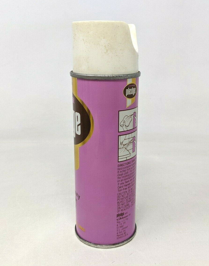 VTG 1982 SC Johnson Wax Pledge Waxed Beauty Lavender 7 Oz Metal Dust Spray Can