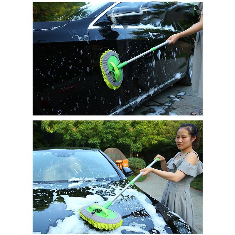 Car Wash Mop Brush Chenille Microfiber Telescopic Long Handle Cleaning Kit Soft