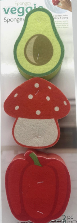 Joie Veggie Sponges, 3 Pack – 9×8.8x3cm – Fun Decorative Veggie Shaped Sponges