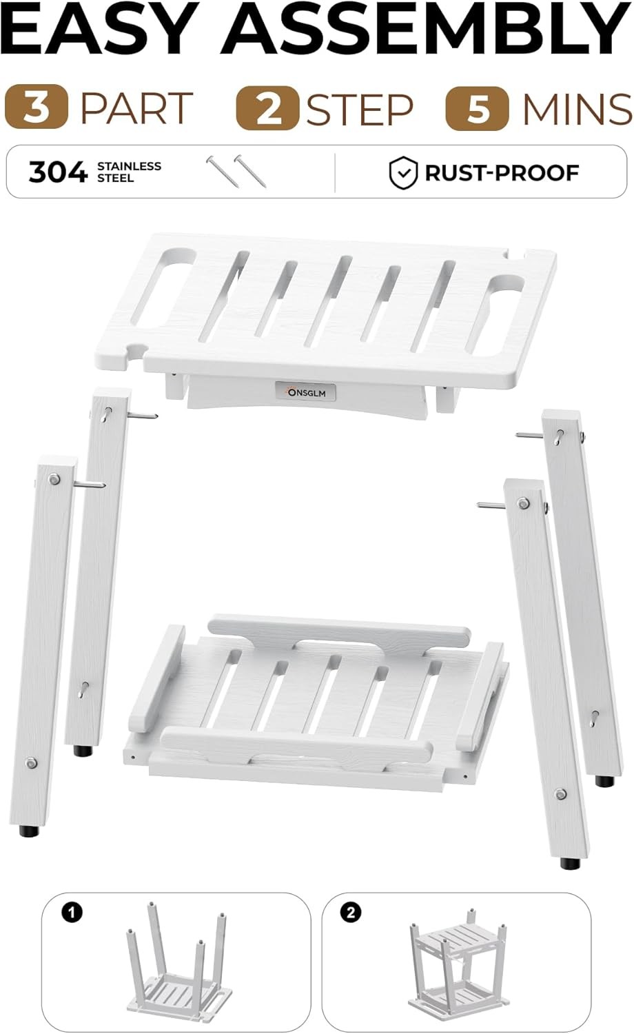 Shower Bench Seat, Non-Slip Shower Benches for Inside Shower to Sit on, HDPE W