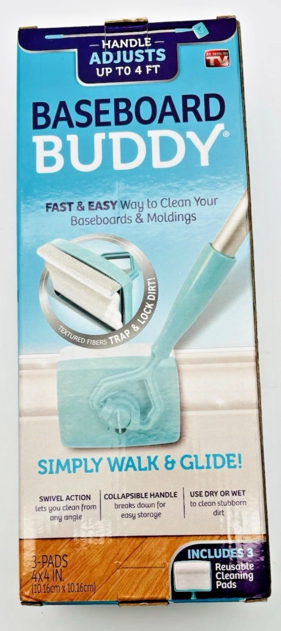 Baseboard Buddy Baseboard Cleaner Includes 3 Reusable Pads – As Seen On TV