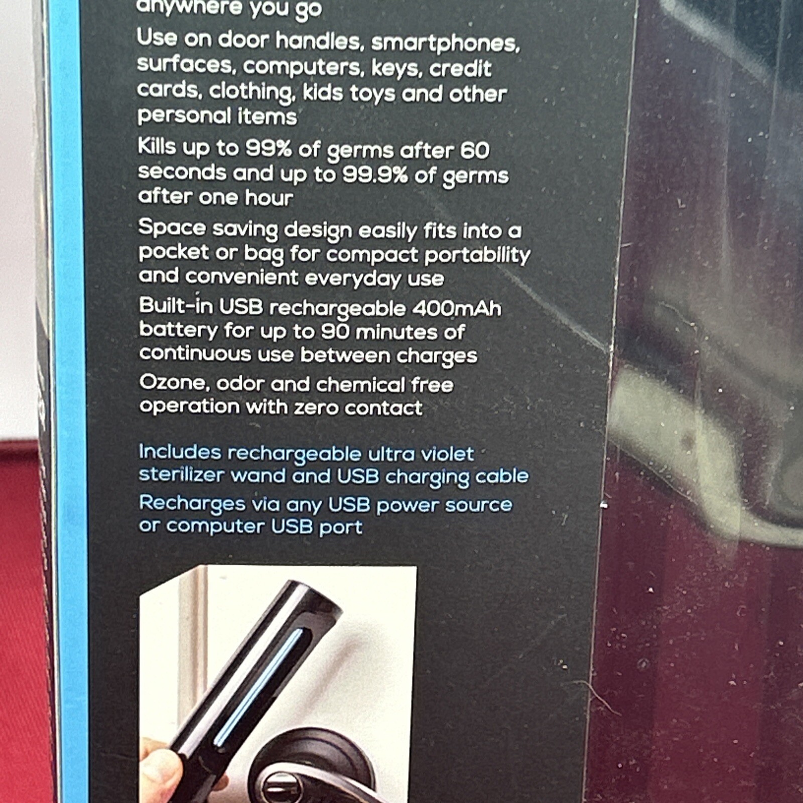 Smartgear Led Sterilization Wand New In Box Eliminates 99.9% Germs And Bacteria