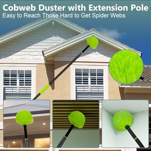 CALBEAU 8ft Extension Pole Duster Kit 14pc Microfiber Cleaning Set Ceiling Fan