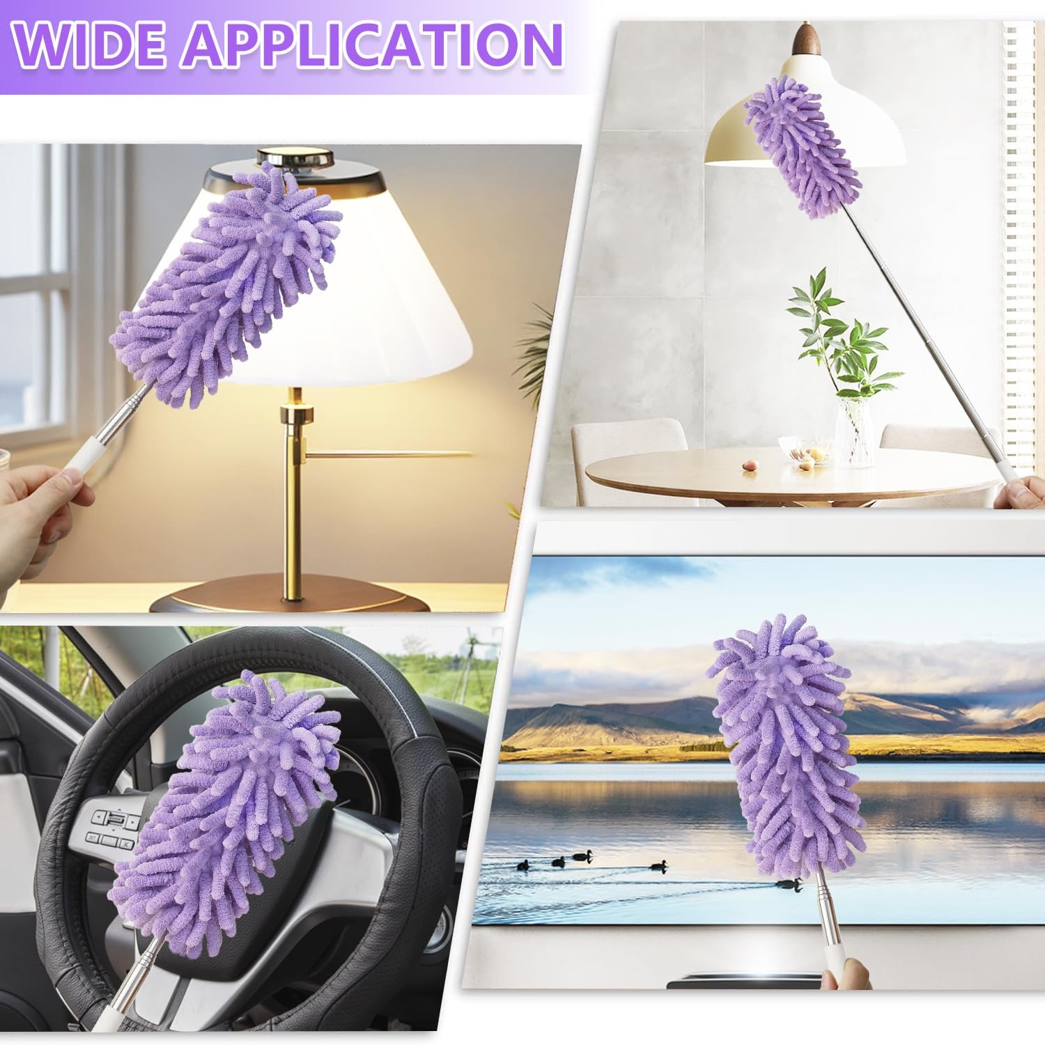 2Pcs Mini Duster for Cleaning, Microfiber Duster with Extendable Pole, Washab…