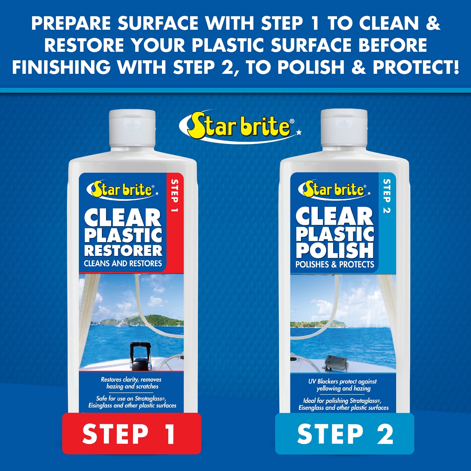 Star Brite Clear Plastic Polish 8 Ounce UV Protection for Acrylic Polycarbonate