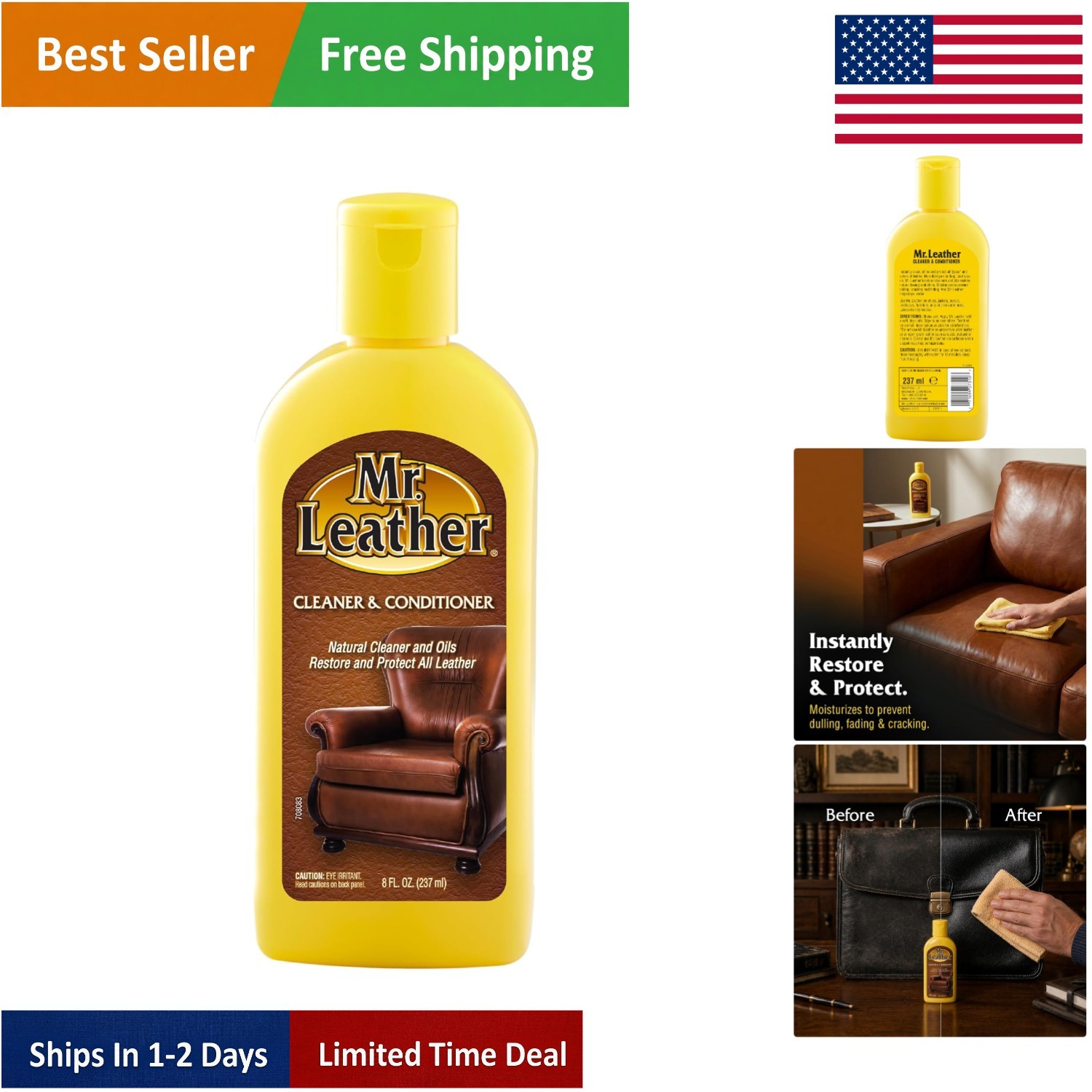 Versatile 8 oz Leather Conditioner – Restores, Protects, & Hydrates All Surfaces
