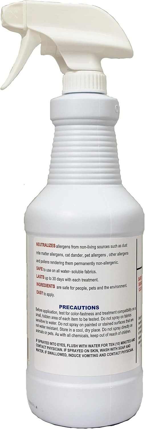 Anti-Allergen Spray 32oz Neutralizes Dust Mite Pollen Pet Dander Multi-Surface