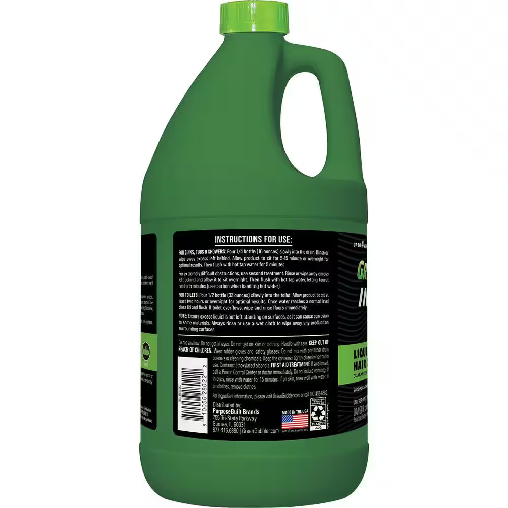 Green Gobbler Industrial Strength Gel Grease and Hair Clog Remover – 64 Oz