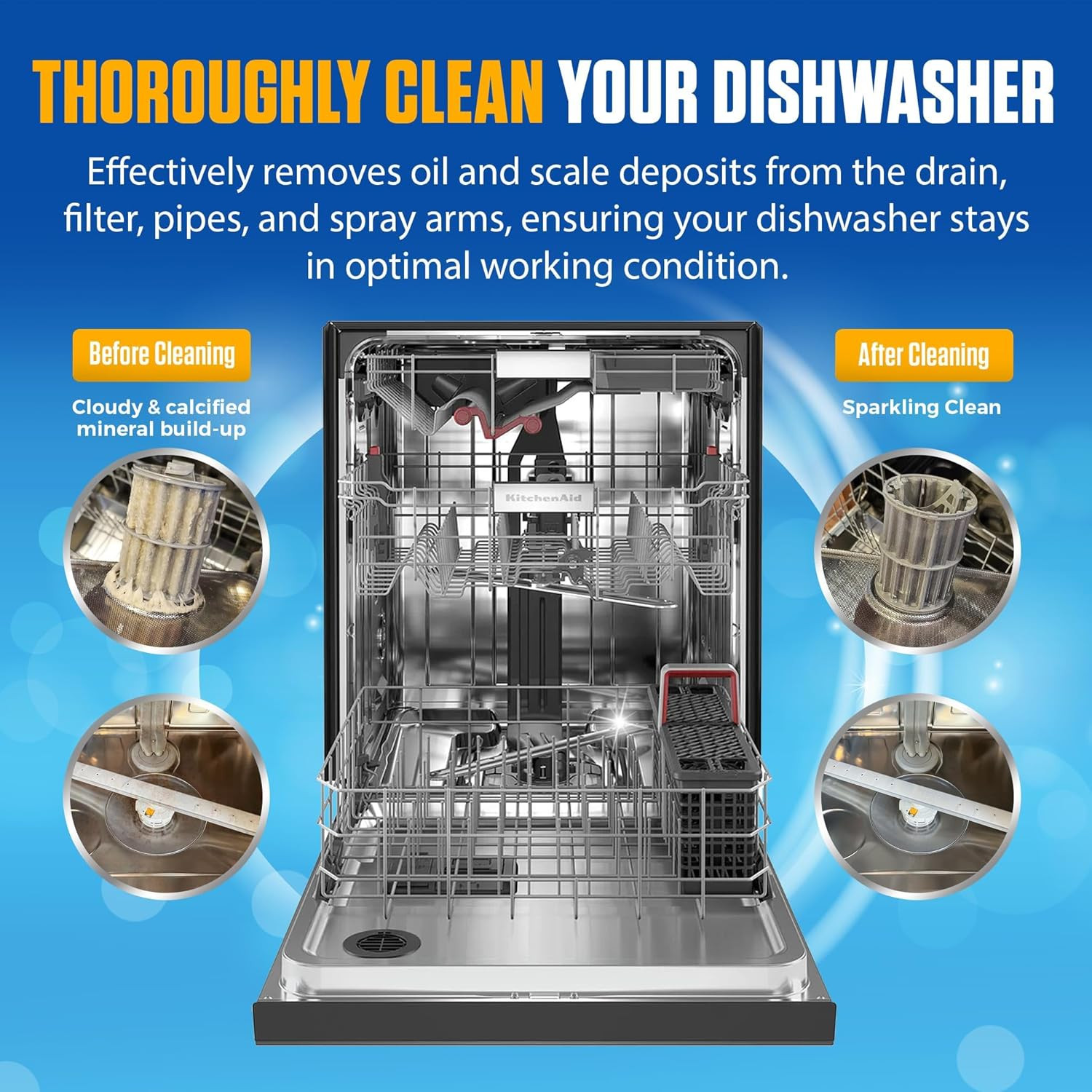 Dishwasher Cleaner Tablets – 24 Tablets (1-Year Supply) Lemon-Scented, Heavy Dut