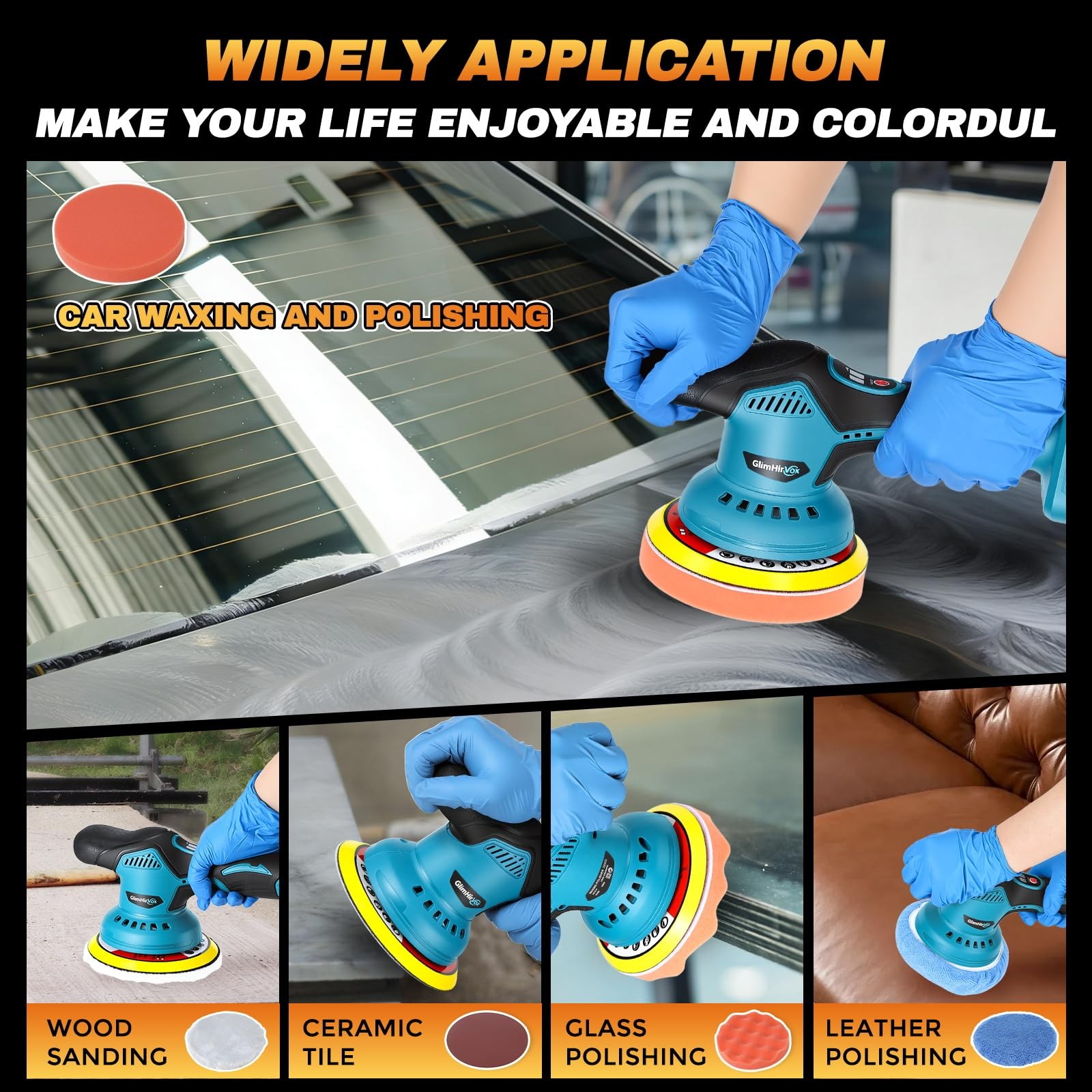 Cordless Car Buffer Polisher Kit with 2x2000mAh 21V Batteries and 28PCS Kit
