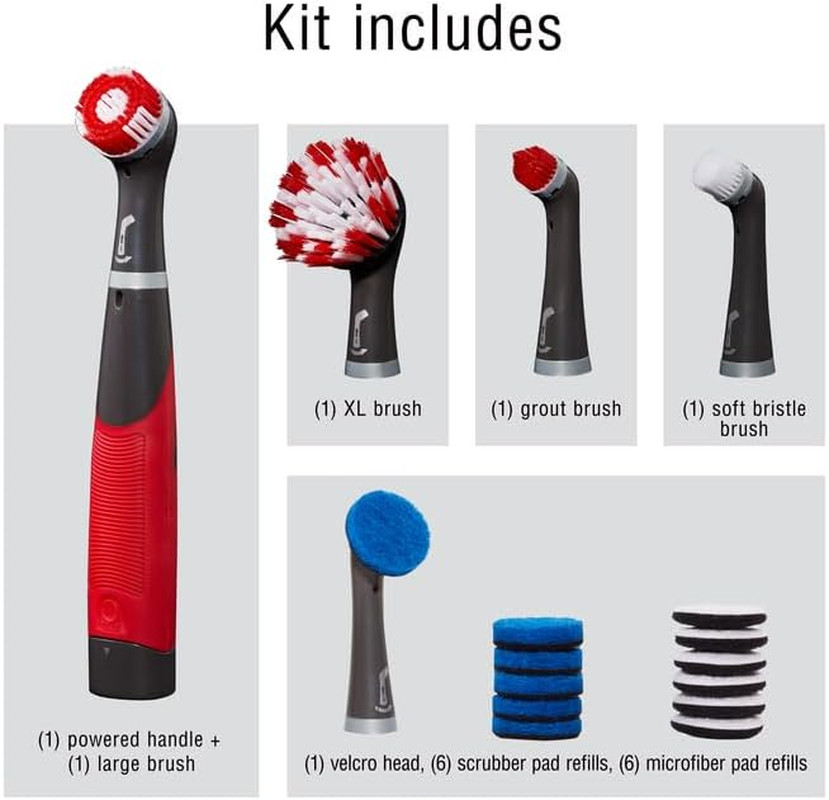 Reveal Power Scrubber 18-Piece Kit, Cordless Electric Battery Powered Scrub B…