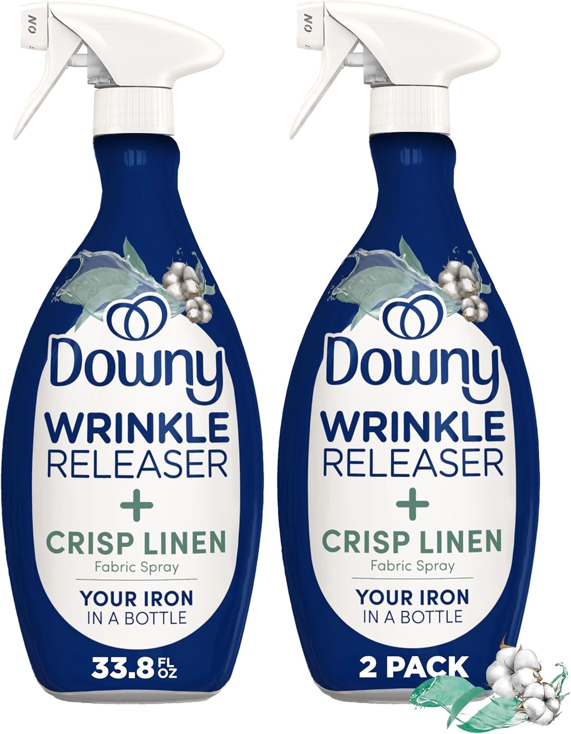 Downy Wrinkle Releaser Spray, Crisp Linen Scent, 33.8 Fl Oz, 2 Pack