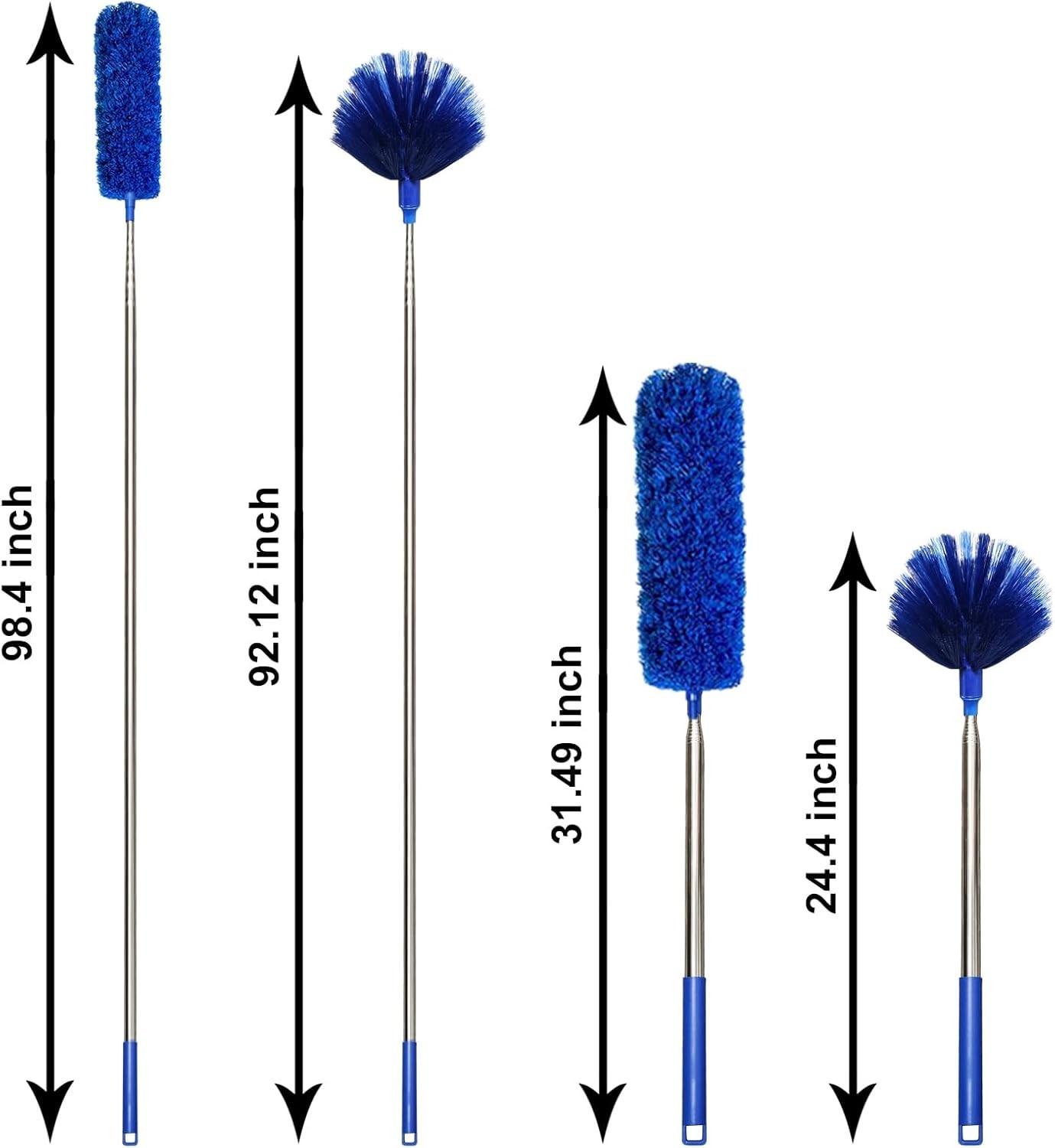 Extendable 100 Inch Ceiling Duster Kit Spider Web Brush with 2 Washable Heads