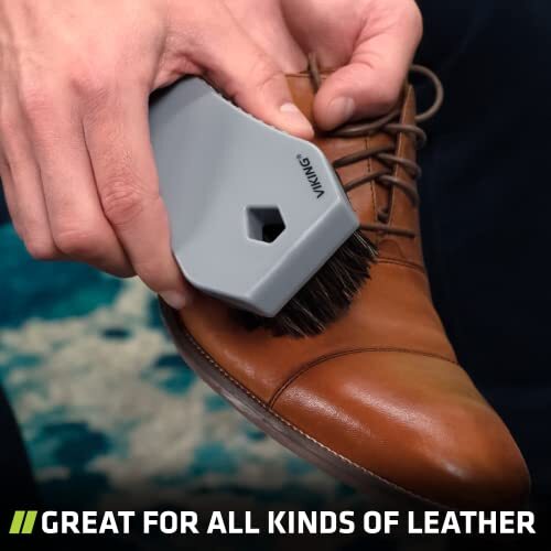 VIKING Leather Cleaner Brush, Horsehair Bristles for Car Leather – Brown