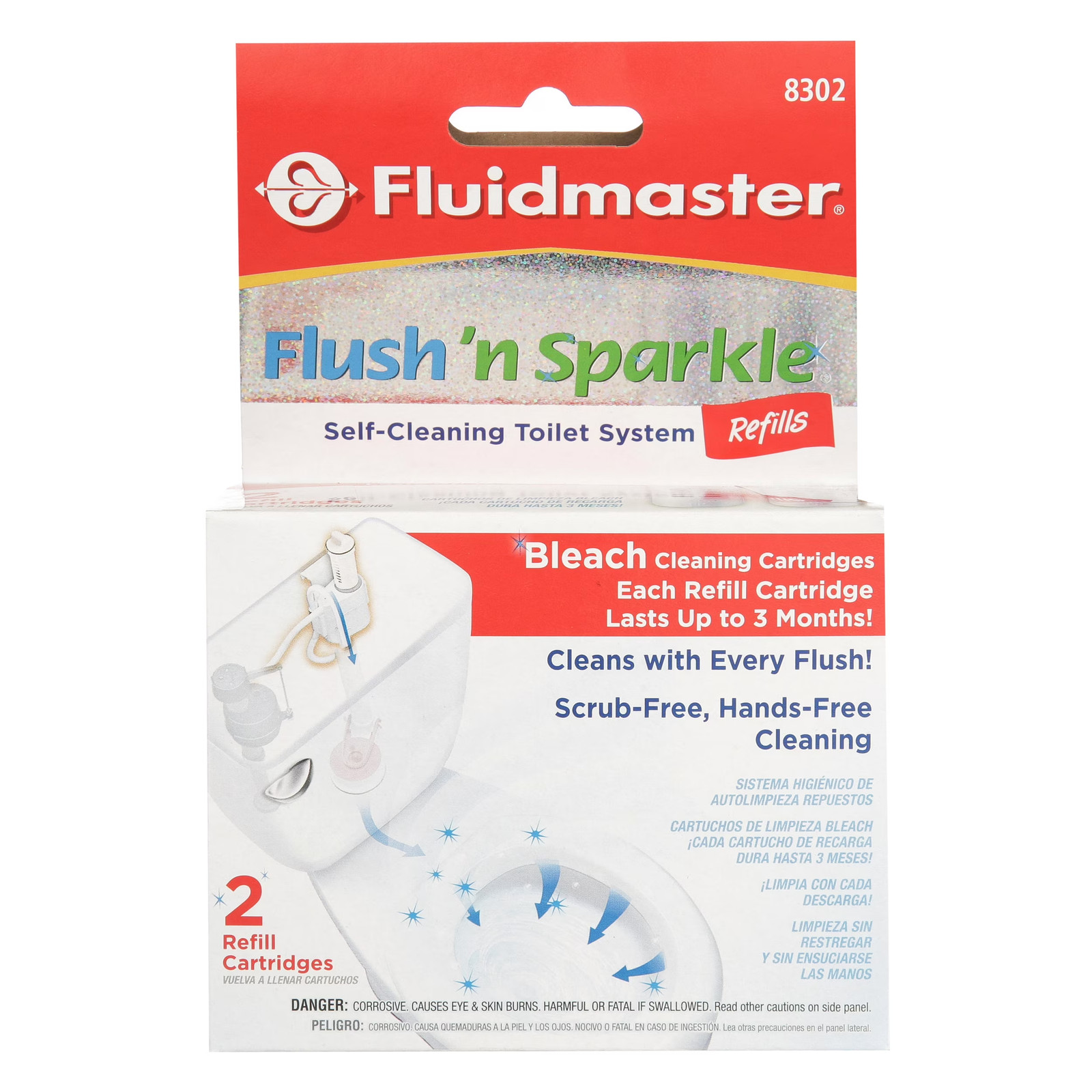 4 Pack Flush N Sparkle Bleach Toilet Cleaning Refills (2-Pack), 8302P8