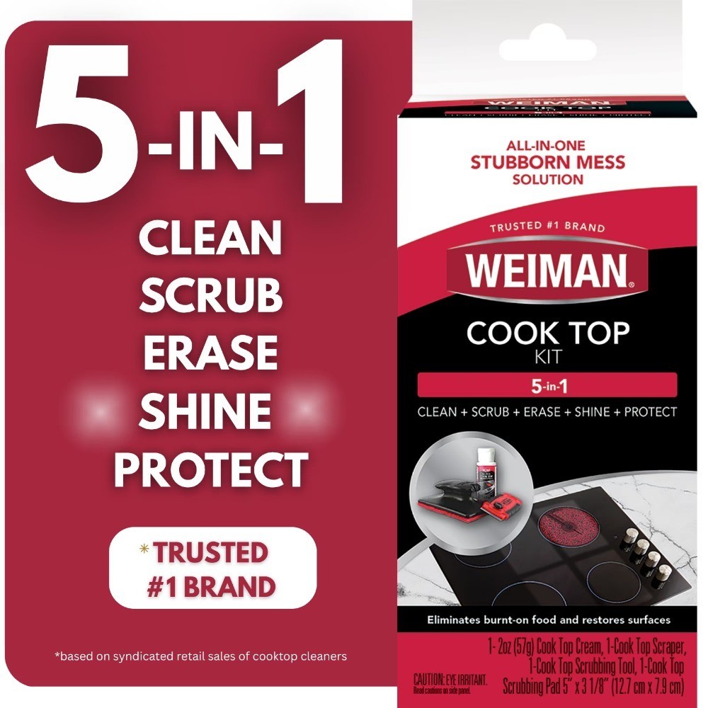 5-in-1 Cooktop Cleaning Kit with Cream, Scrubbing Pad and Scraper Tool for Glass