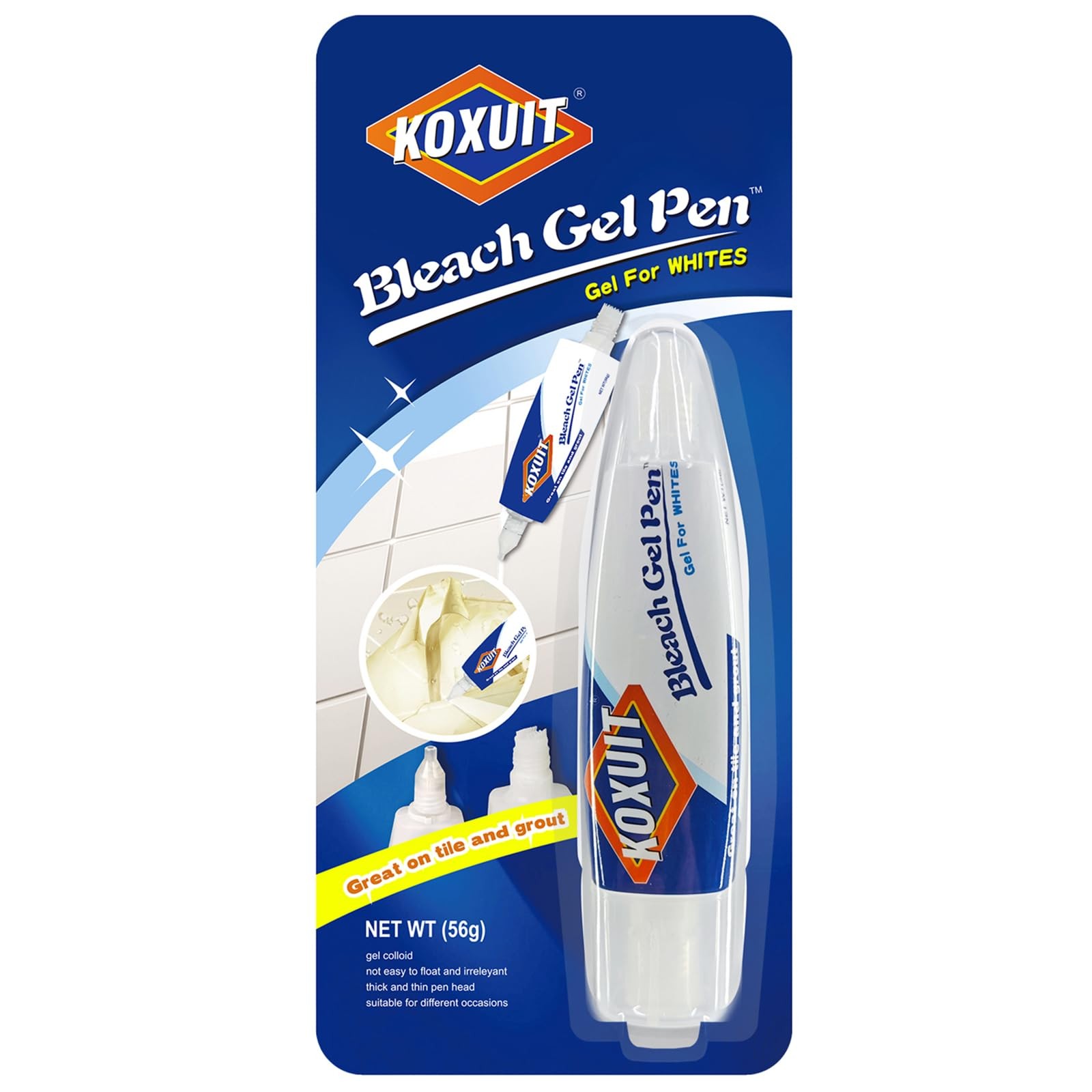 Portable Dual-Tip Bleach Pen for White Clothes & Grout Stain Remover Travel Size