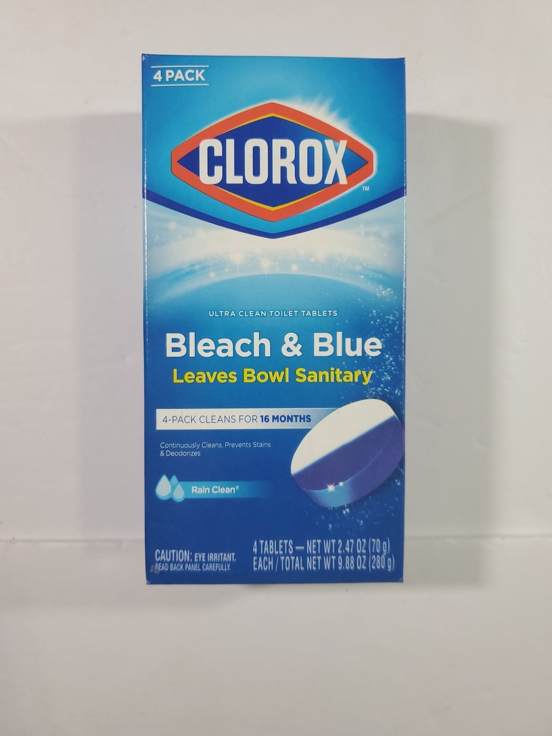 4 Count Ultra Clean Toilet Tablets Bleach & Blue Rain Clean Package May Vary