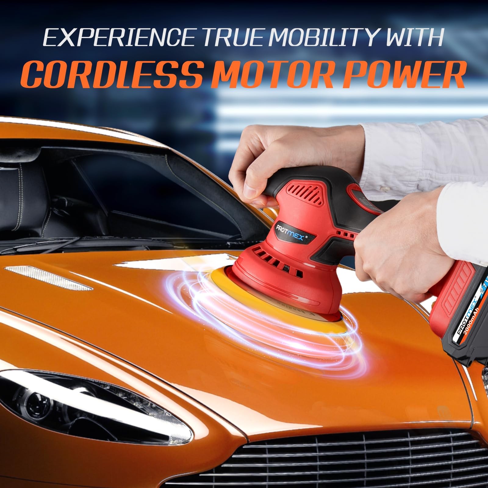 Cordless Car Buffer Polisher Kit with 2 Batteries, 18 Attachments & 6 Speeds