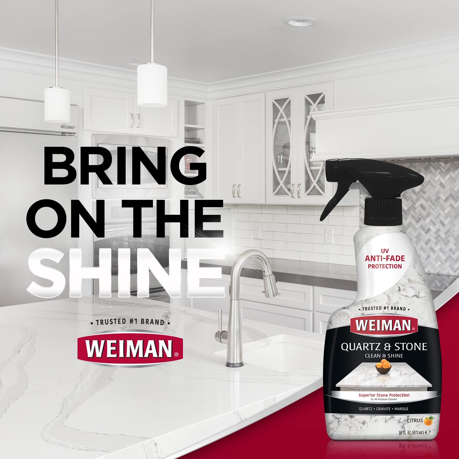 Weiman Quartz Clean and Shine Spray 16 Fl Oz Pack of 2 Citrus Scent