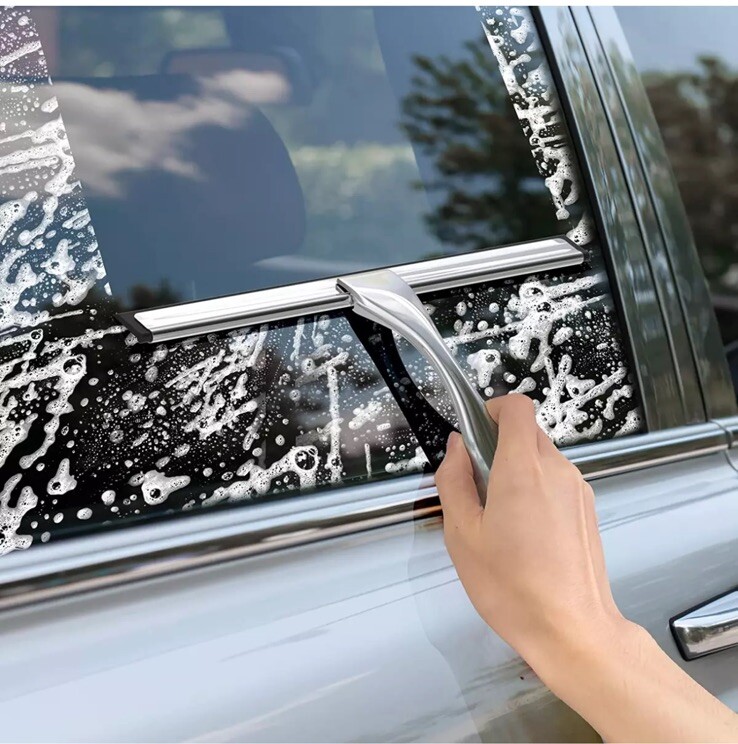 All-Purpose Stainless Steel Shower Squeegee for Shower Glass Door w/ 2 Adhesive