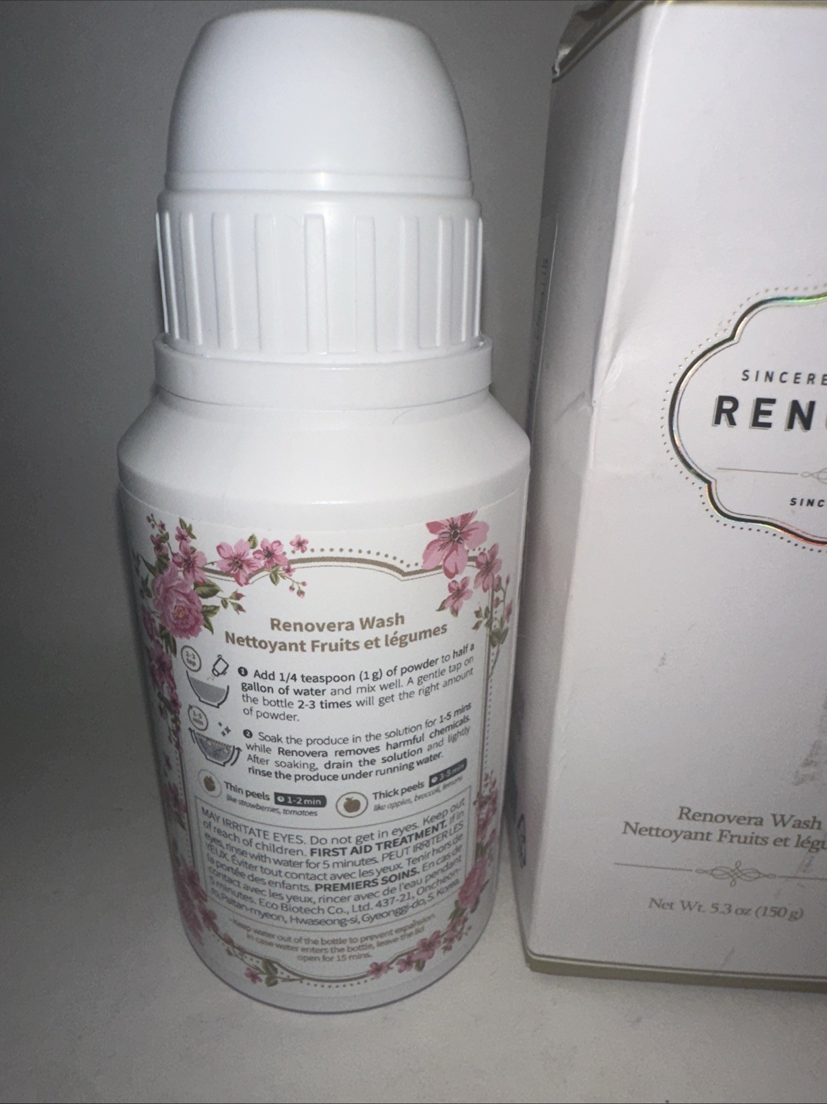 Renovera Fruit & Vegetable Wash Bottle 150g / 5.3 Fl oz New In box