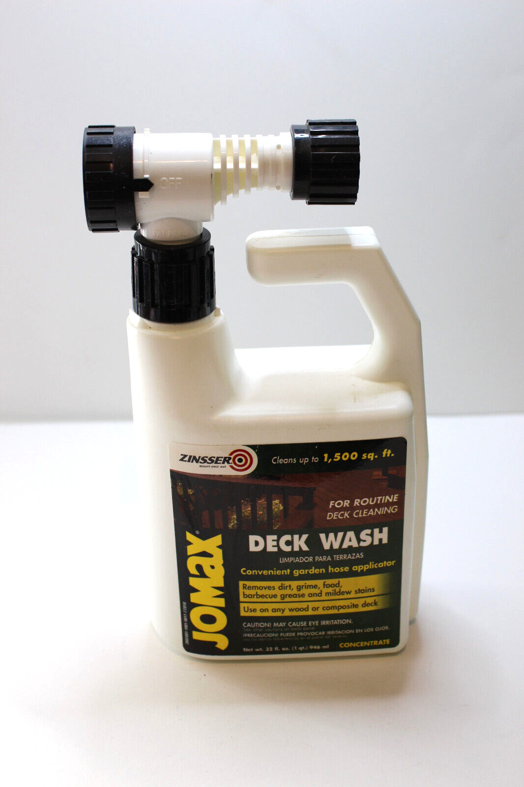 Deck wash, Zinsser, Jomax, 32oz., Concentrate, Hose hook up, cleans 1,500 sq. ft