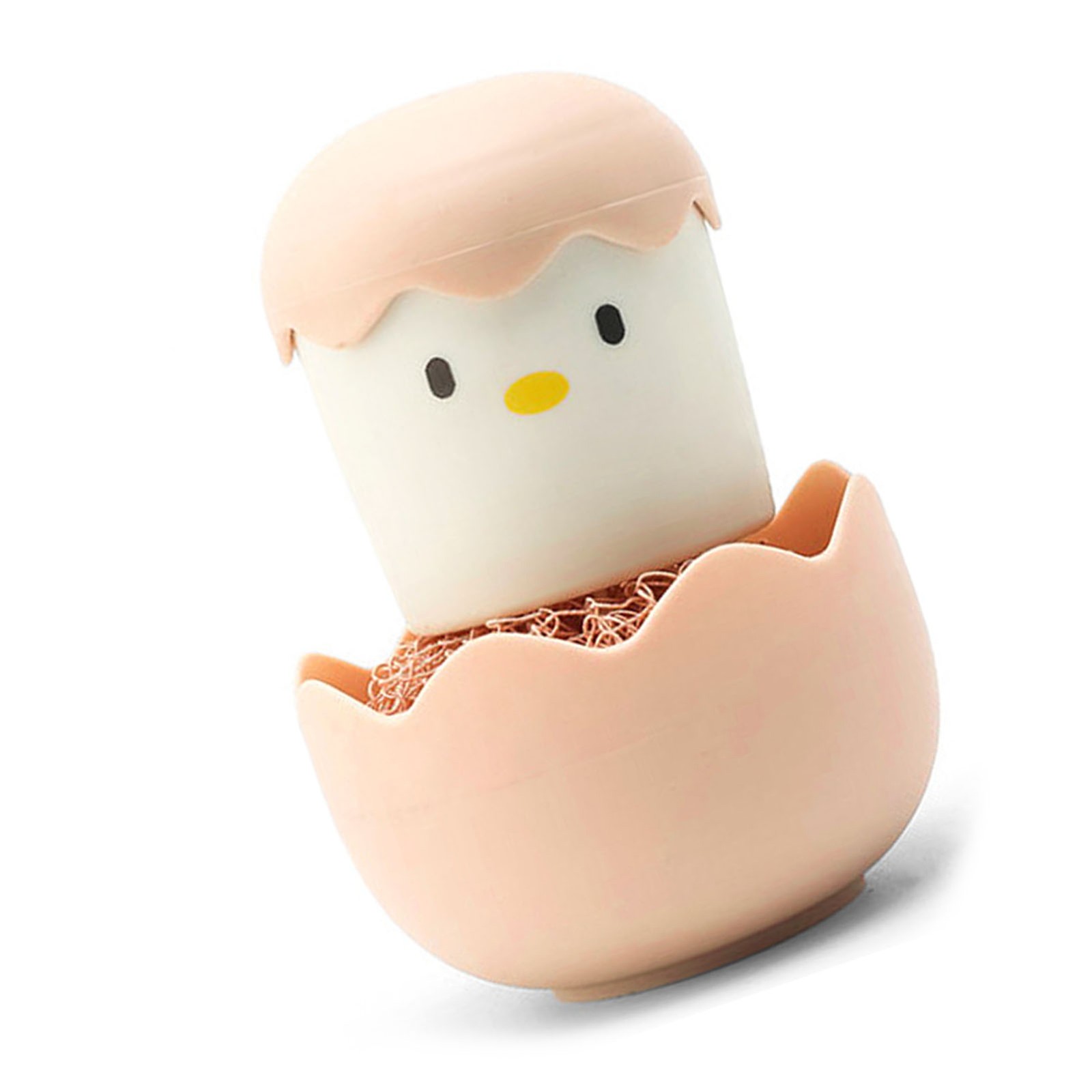 (Pink)Cartoon Eggshell Dish Cleaning Brush Long Lasting Easy To Grip Cute Kit US