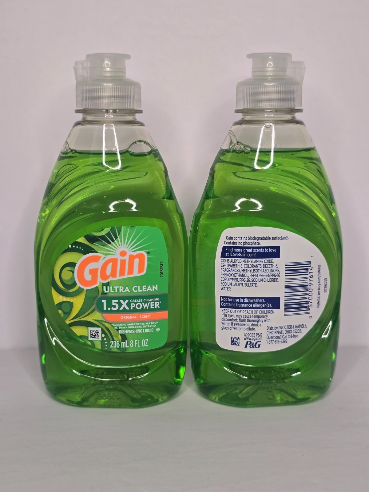 Gain Ultra Clean Original,Berry & Lemon Scent Dish Washing Liquid 8 Oz (2 Pack)