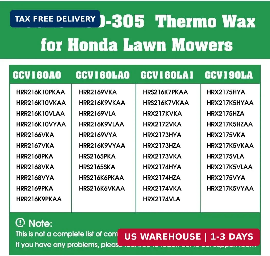 Upgraded 2Pcs Thermo Wax Assembly Replacement for Hon-da HRX217 HRR216 GCV160 GC