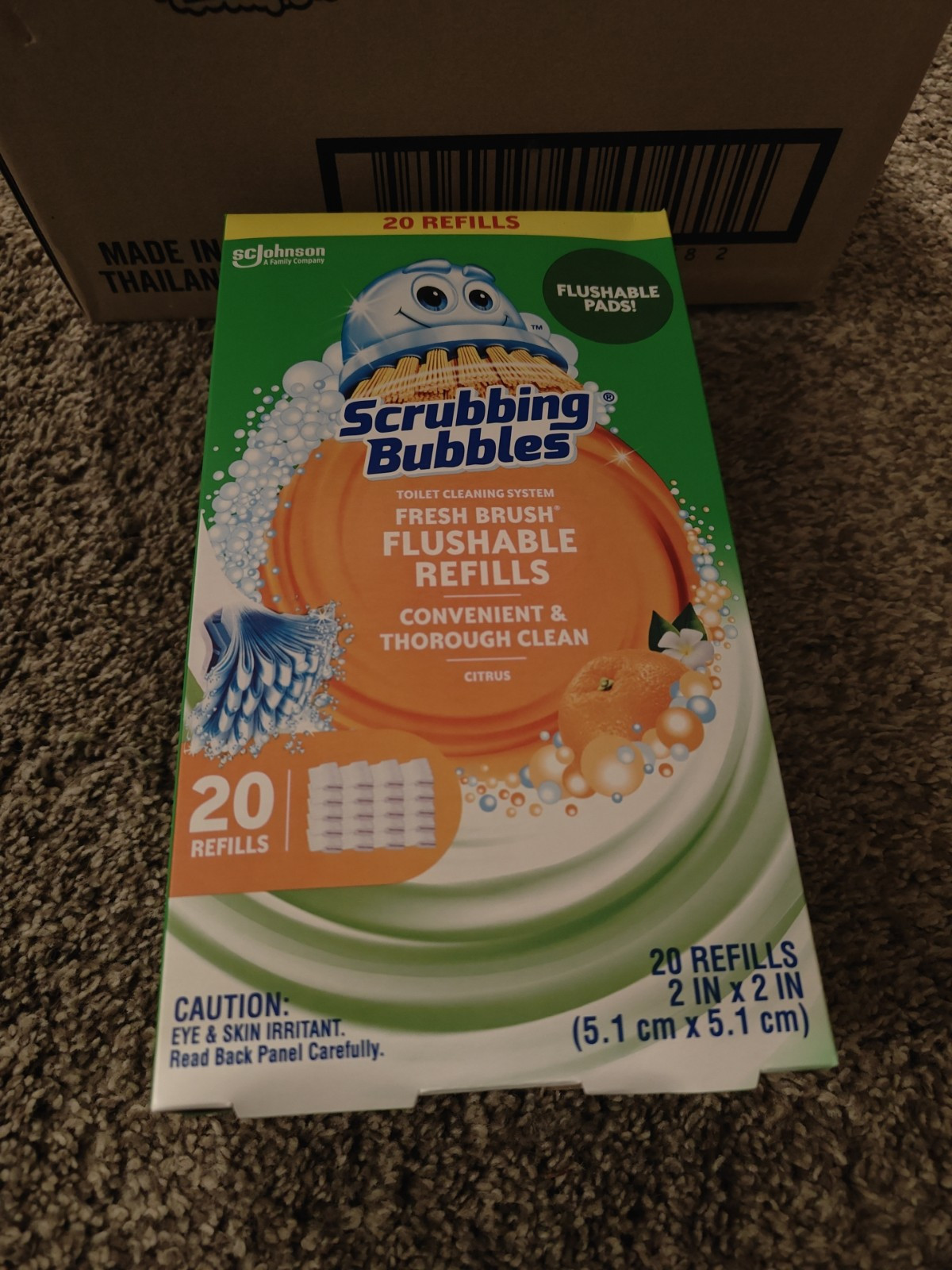 1 Case 6 x 20ct Box Scrubbing Bubbles Flushable Toilet Wand Refills Citrus 120ct