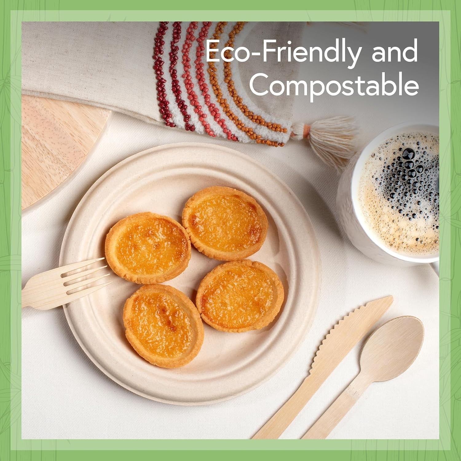Bamboo Dinner Plates Disposable (1000-Pack, 7-inch) | Sturdy & Microwave Safe